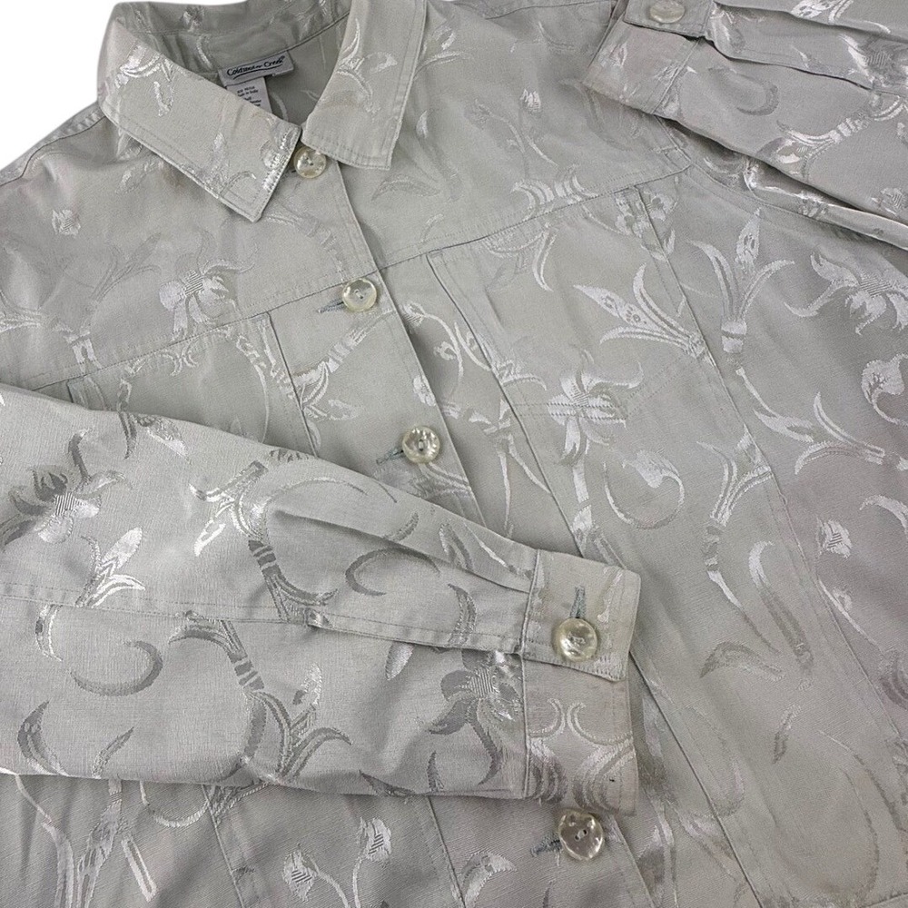 Coldwater Creek XL Green Brocade Jacquard Jacket‎ Y2K Regencycore Art to Wear